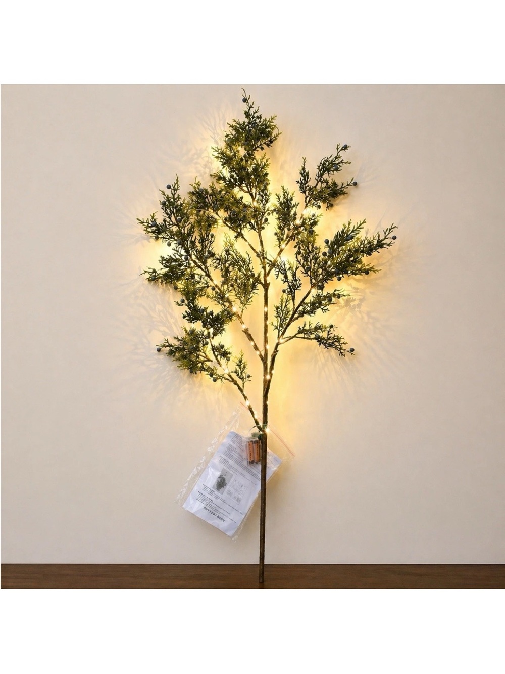 Pottery Barn 4ft Lighted Branch Faux Tree Berry LED Rustic Decor NWT